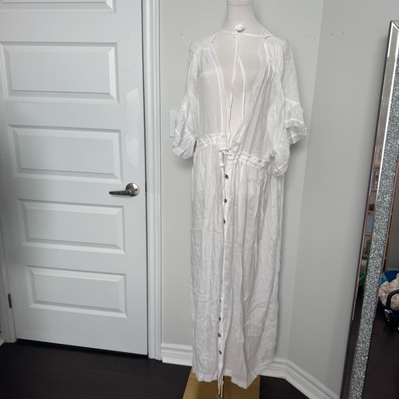 NEW Sheer Button-Down Cover-Up Kaftan Boho Kimono Coastal Cowgirl prarie Os - Picture 3 of 12